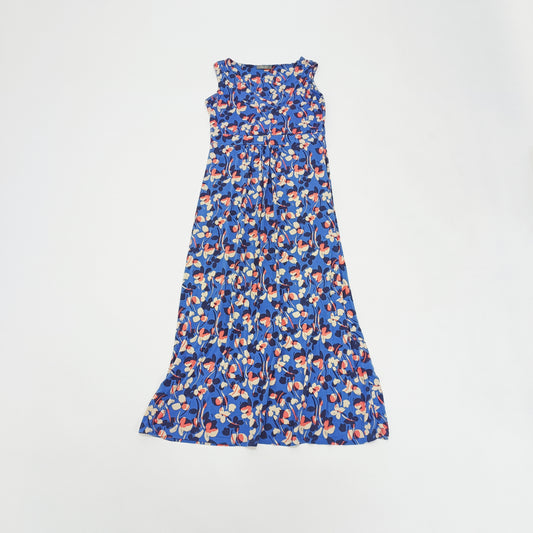 Blue & Pink Floral Womens Maxi Dress Size Medium | Preloved