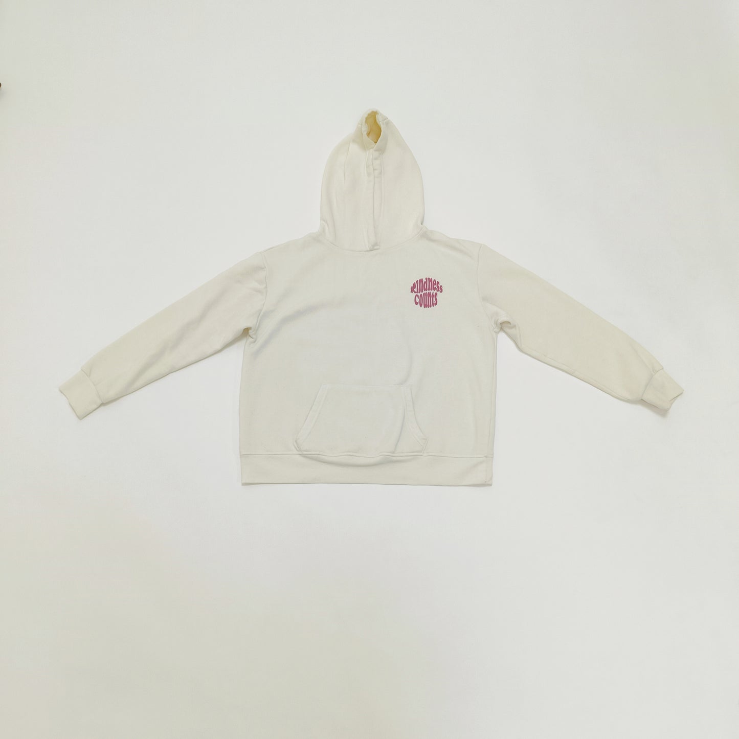 Cream Womens Basic Hoodie With Pink Print Size Medium | Preloved