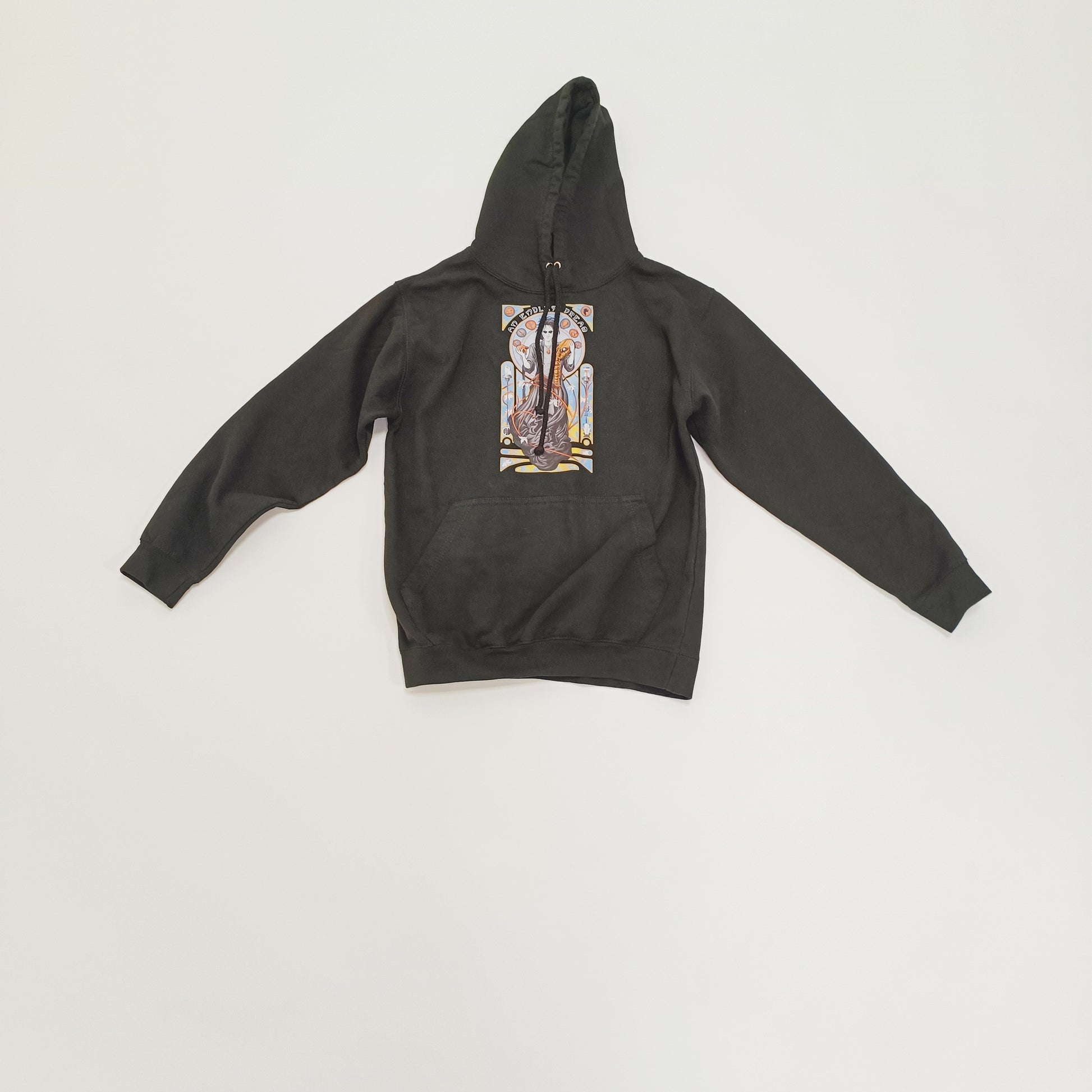Black Endless Dream Printed Womens Hoodie Size Small | Preloved
