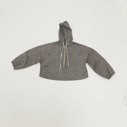 Grey Flecked Cropped Womens Hoodie Size Extra Large | Preloved