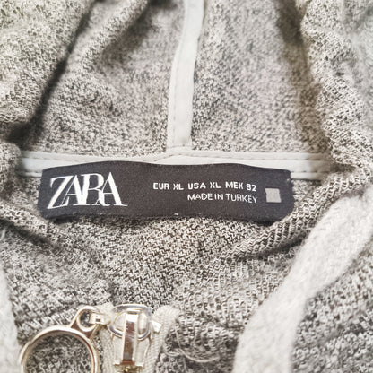 Grey Flecked Cropped Womens Hoodie Size Extra Large | Preloved