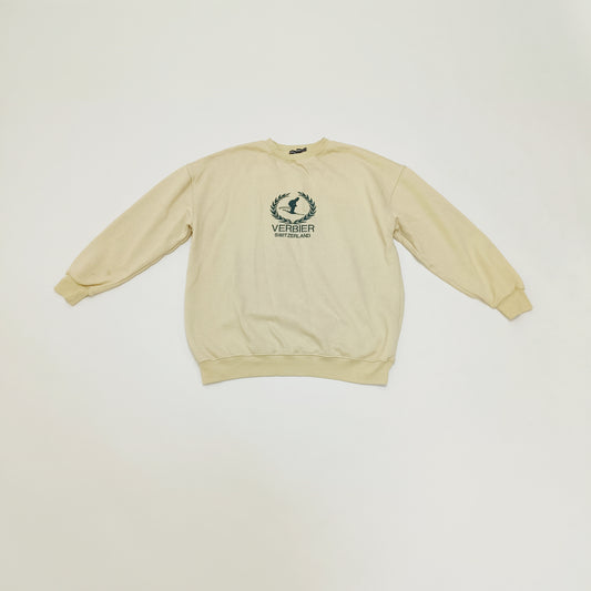 Cream Womens Oversized Sweater With Green Embroidery Size Extra Extra Small | Preloved
