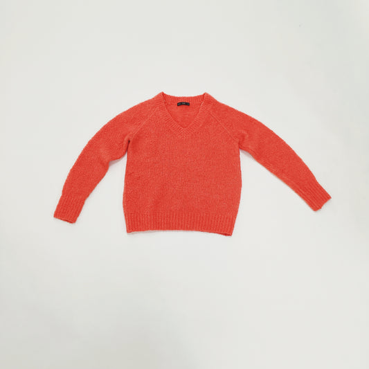 Salmon Pink Fluffy Knit V Neck Jumper Size Extra Small | Preloved