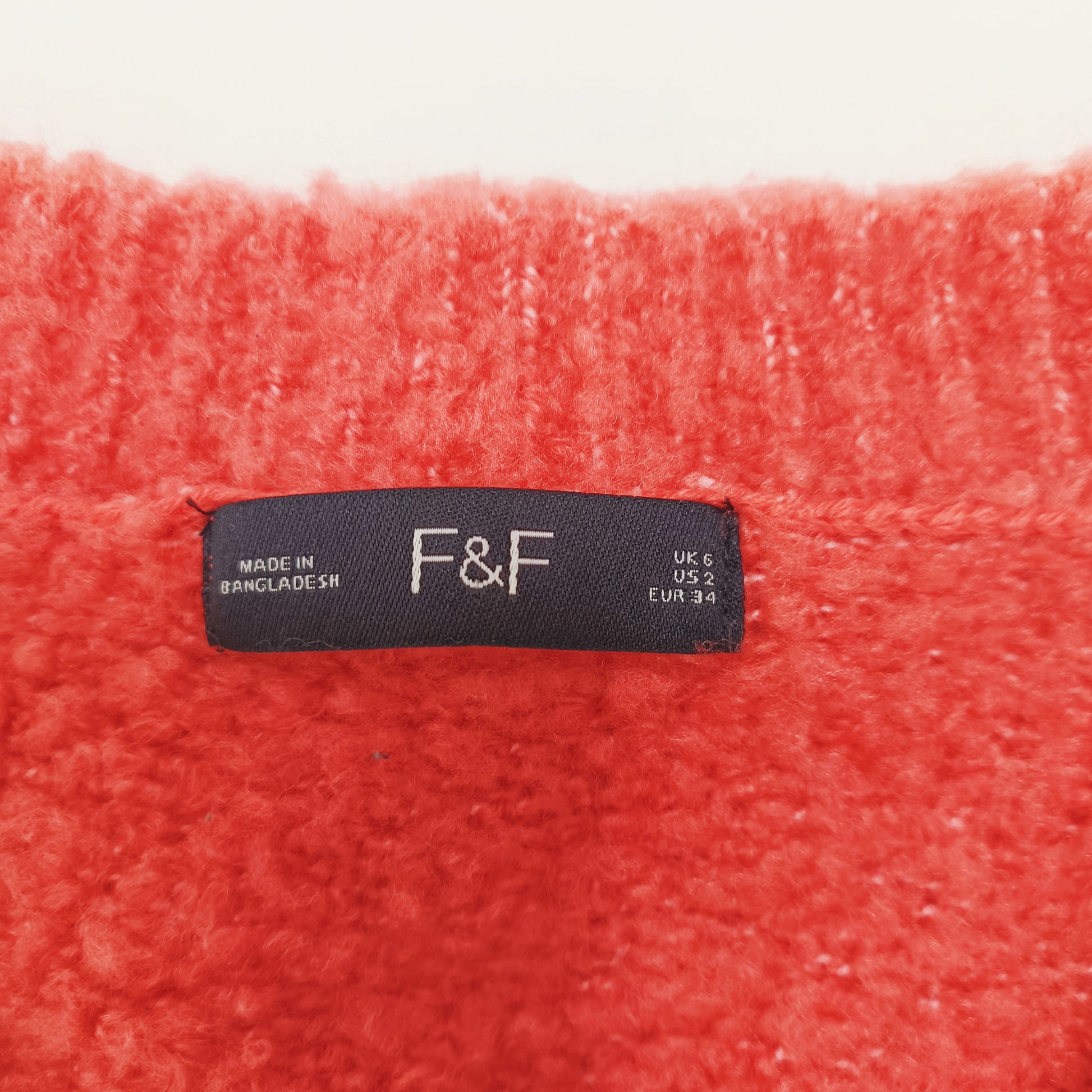 Salmon Pink Fluffy Knit V Neck Jumper Size Extra Small | Preloved