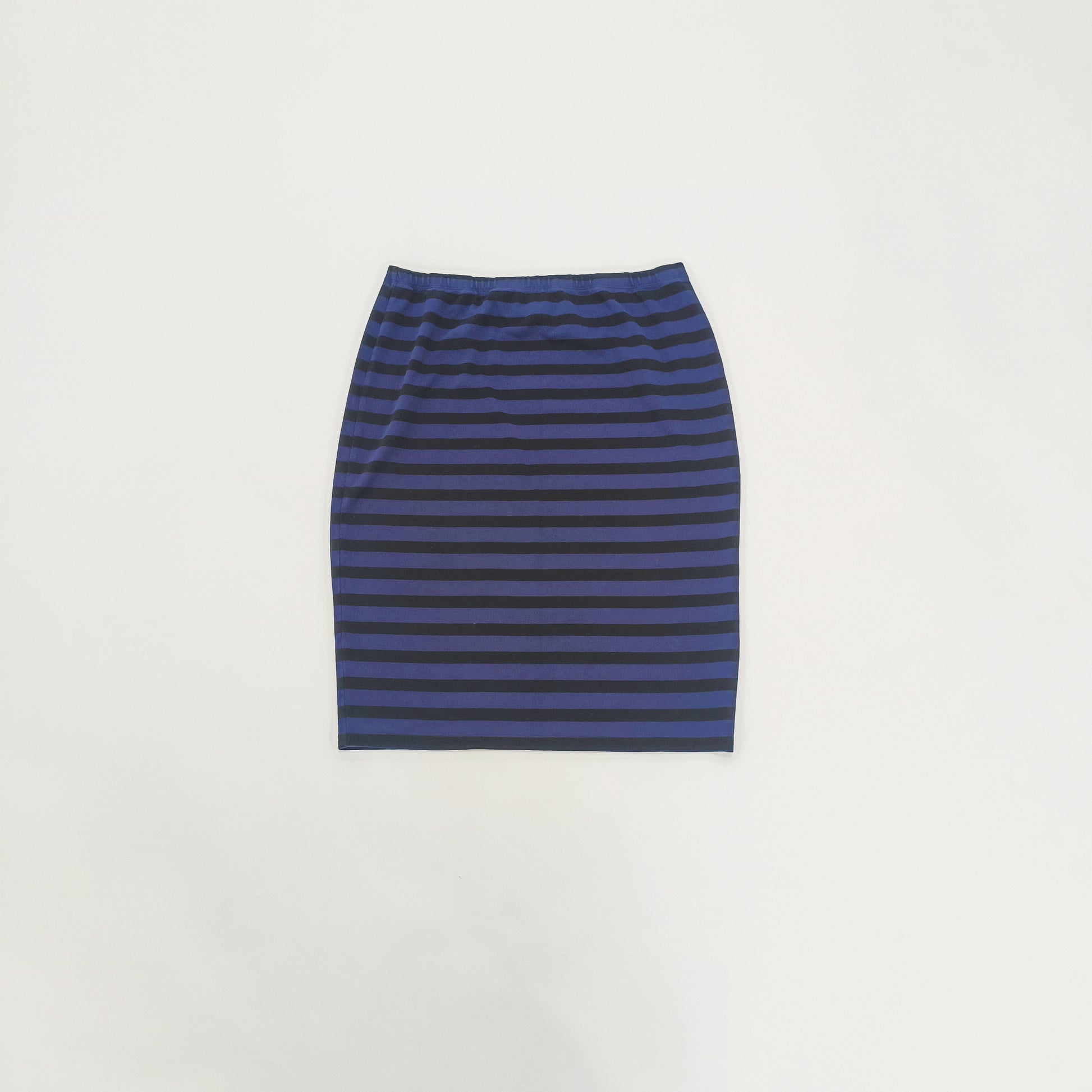 Blue & Black Striped Elasticated Waist Mini Skirt Size Extra Large | Preloved