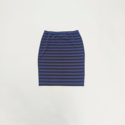 Blue & Black Striped Elasticated Waist Mini Skirt Size Extra Large | Preloved