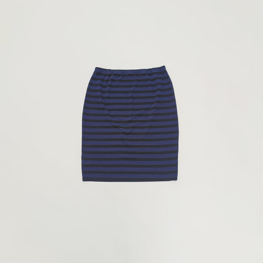 Blue & Black Striped Elasticated Waist Mini Skirt Size Extra Large | Preloved
