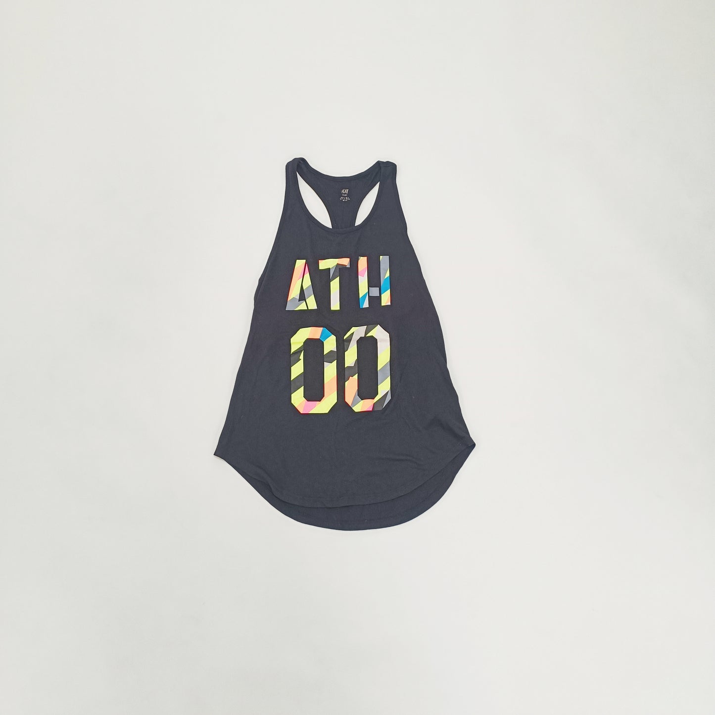 Black Longline Graphic Vest Top Size Small | Preloved