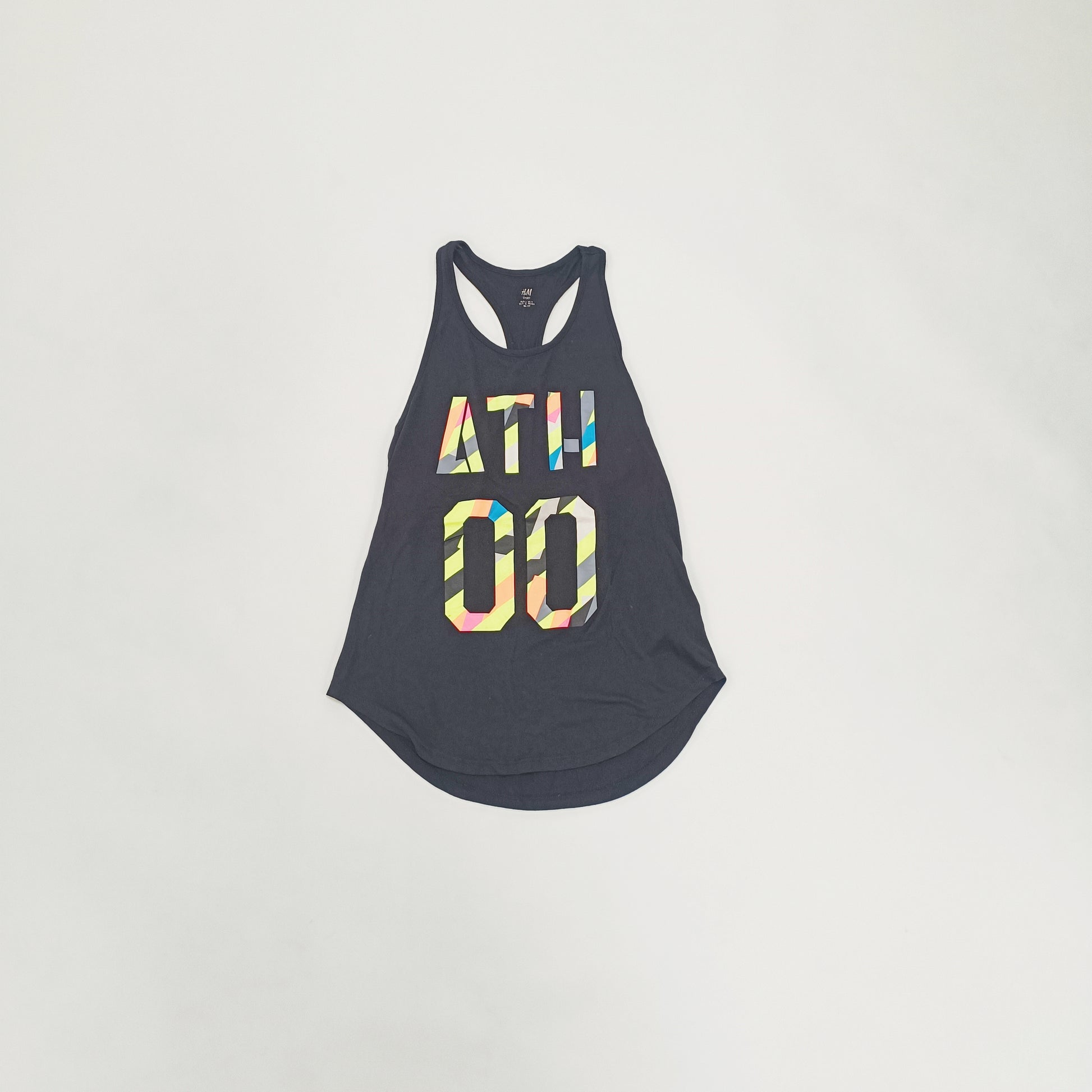 Black Longline Graphic Vest Top Size Small | Preloved