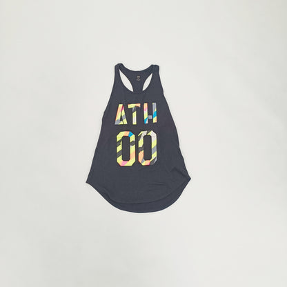 Black Longline Graphic Vest Top Size Small | Preloved