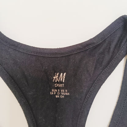 Black Longline Graphic Vest Top Size Small | Preloved