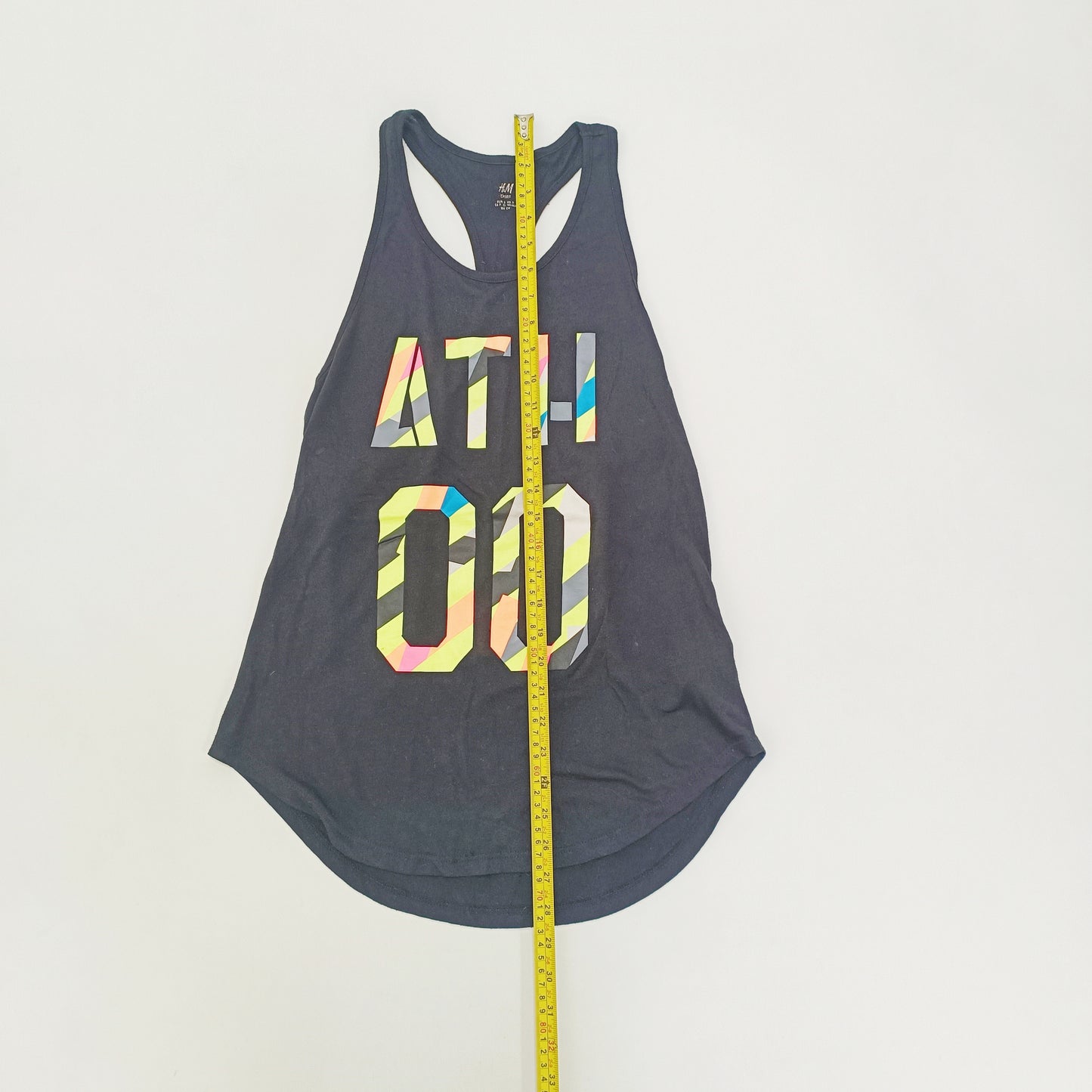 Black Longline Graphic Vest Top Size Small | Preloved