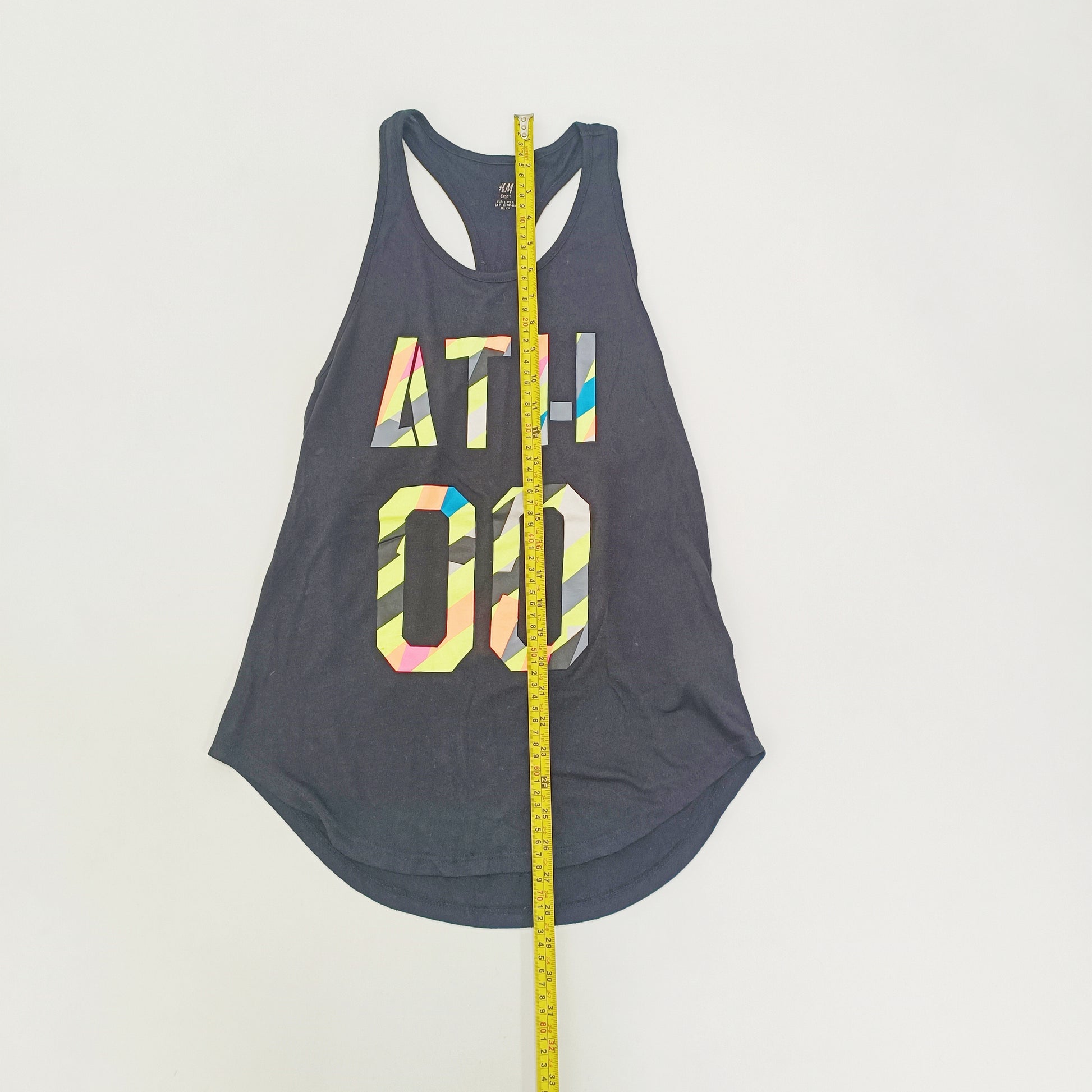 Black Longline Graphic Vest Top Size Small | Preloved