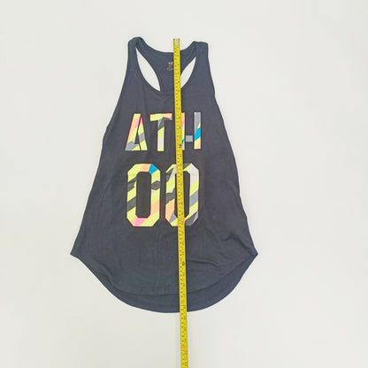 Black Longline Graphic Vest Top Size Small | Preloved