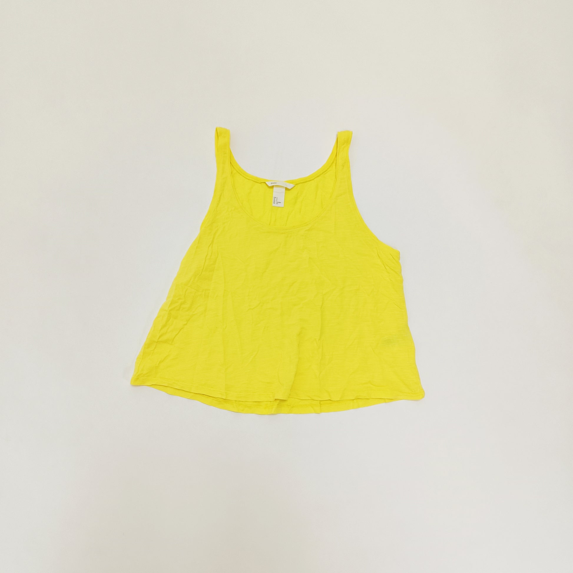 Bright Yellow Cropped Length Vest Top Size Small | Preloved