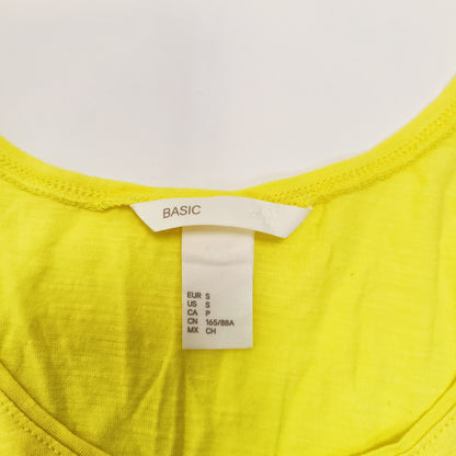 Bright Yellow Cropped Length Vest Top Size Small | Preloved