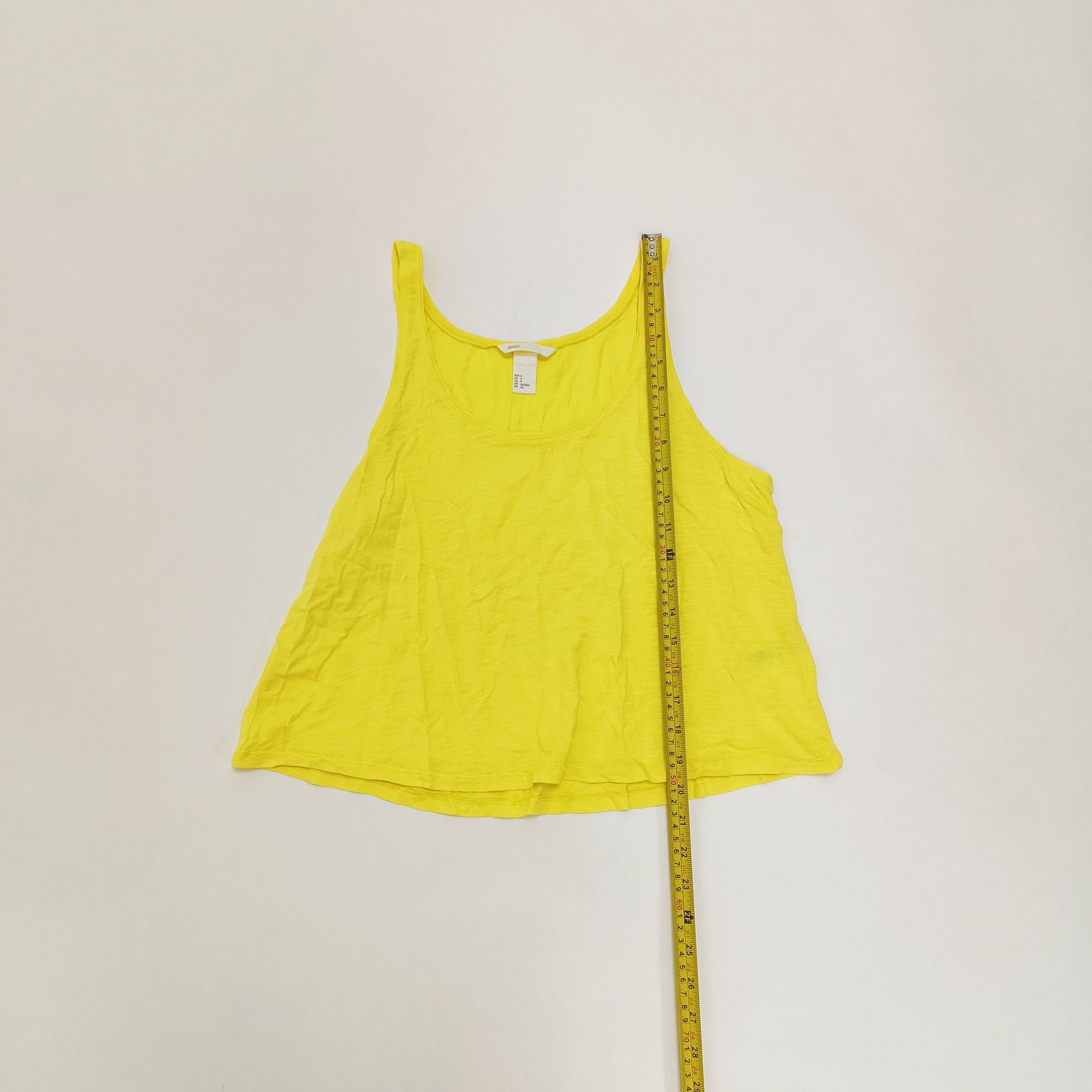 Bright Yellow Cropped Length Vest Top Size Small | Preloved