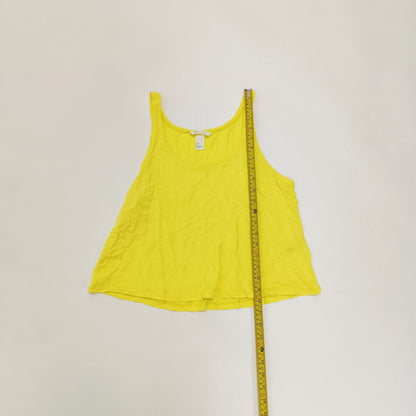 Bright Yellow Cropped Length Vest Top Size Small | Preloved