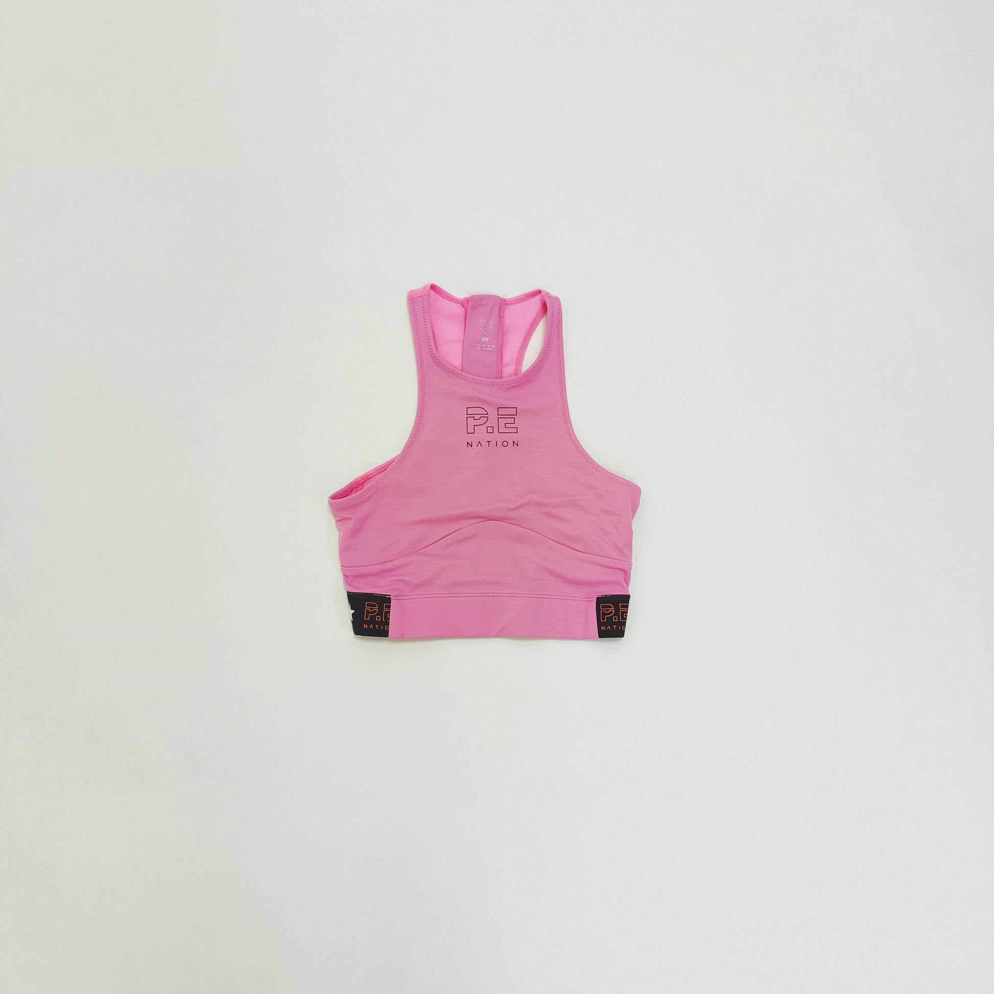 Pink Chunky Zip Back Sports Bra Crop Top Size Extra Small | Preloved