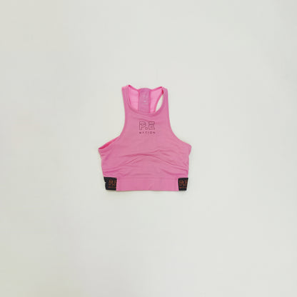 Pink Chunky Zip Back Sports Bra Crop Top Size Extra Small | Preloved