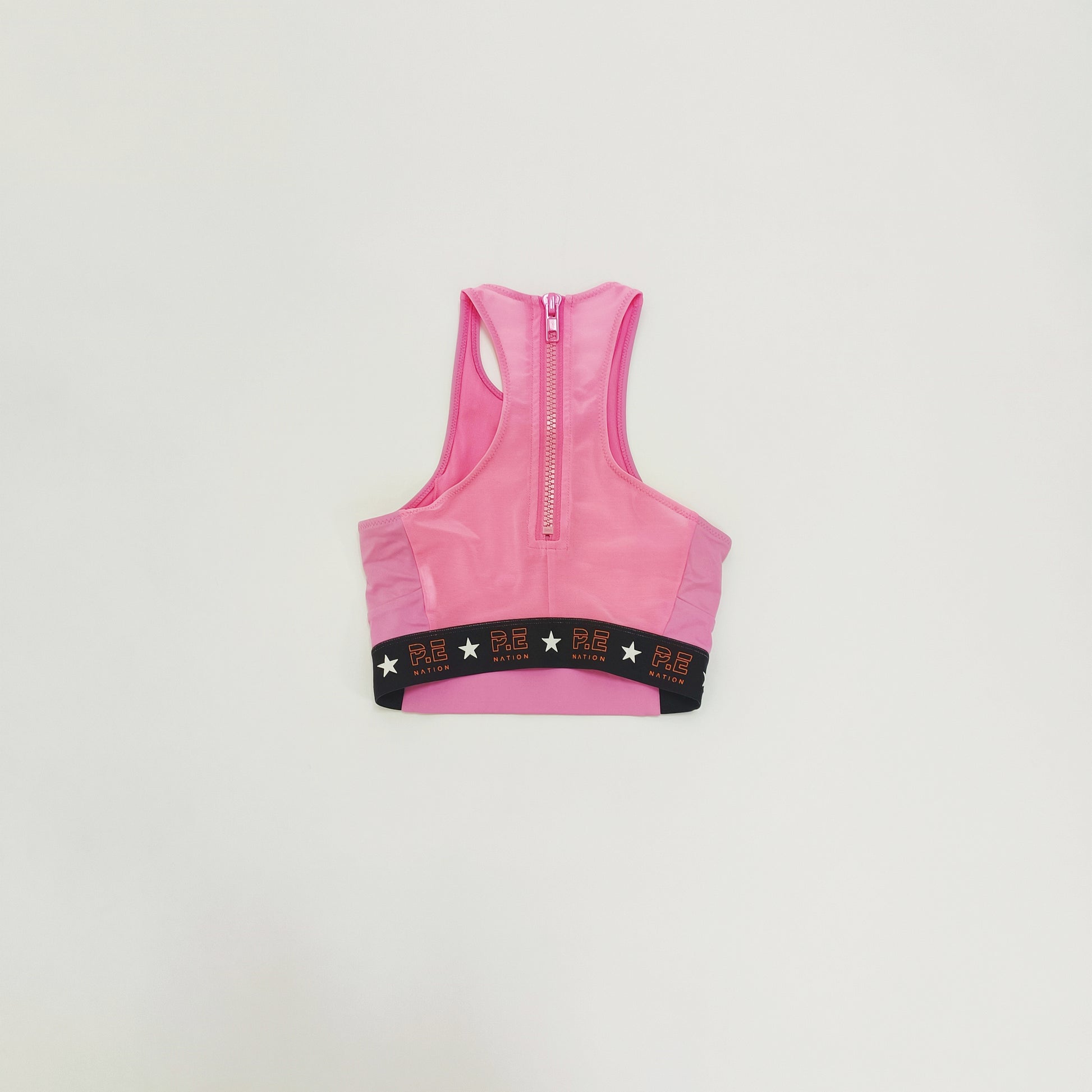 Pink Chunky Zip Back Sports Bra Crop Top Size Extra Small | Preloved