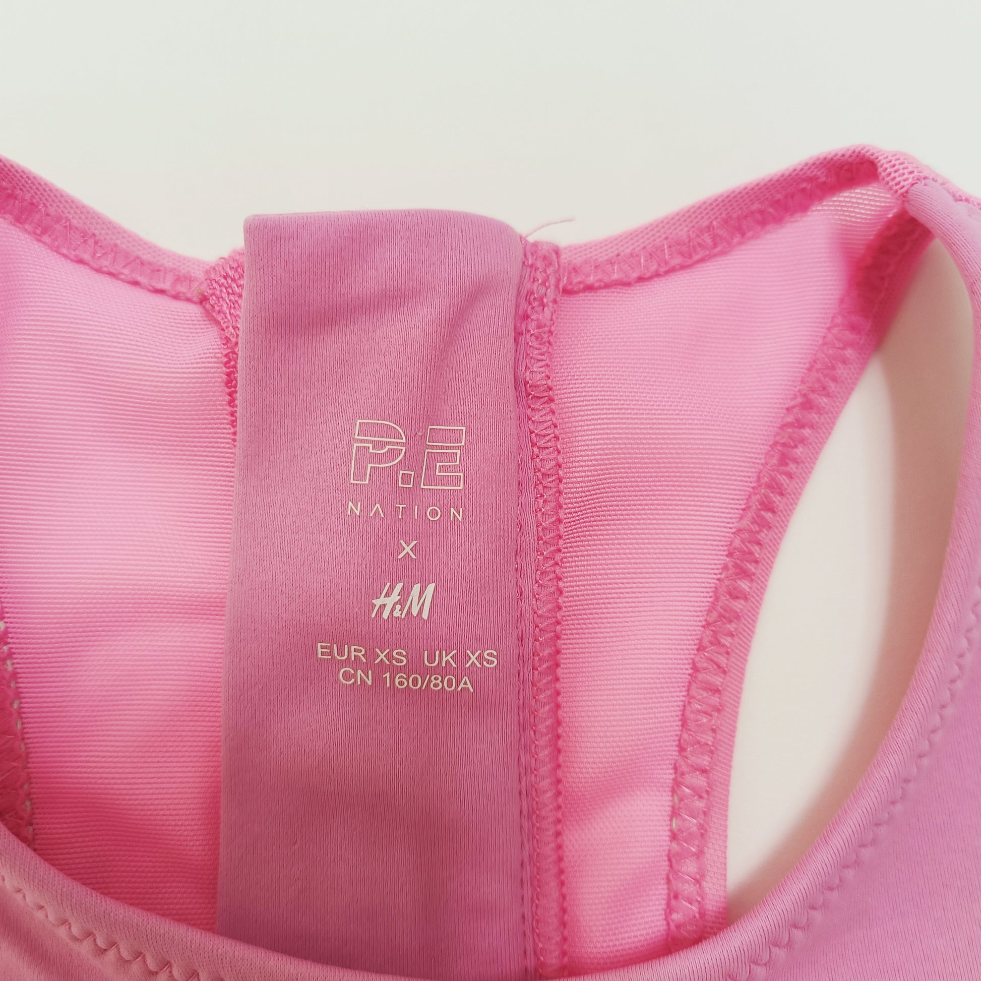 Pink Chunky Zip Back Sports Bra Crop Top Size Extra Small | Preloved