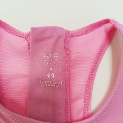 Pink Chunky Zip Back Sports Bra Crop Top Size Extra Small | Preloved