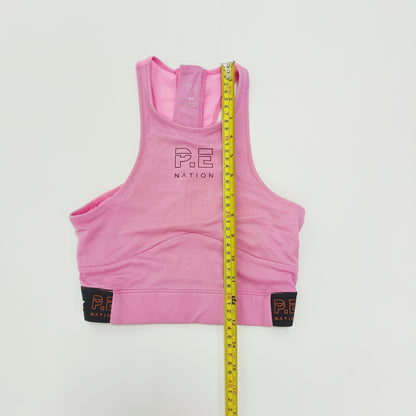 Pink Chunky Zip Back Sports Bra Crop Top Size Extra Small | Preloved