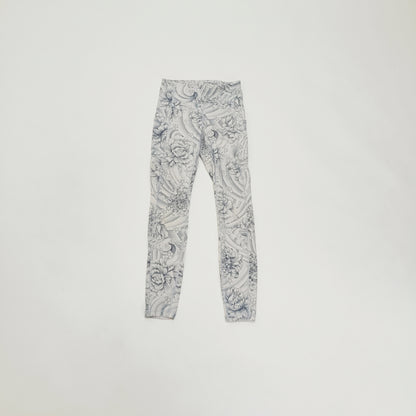 Monochrome Floral Print Side Pocket Leggings Size Extra Small | Preloved
