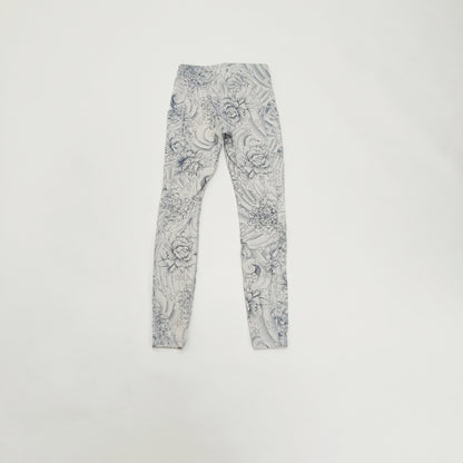 Monochrome Floral Print Side Pocket Leggings Size Extra Small | Preloved