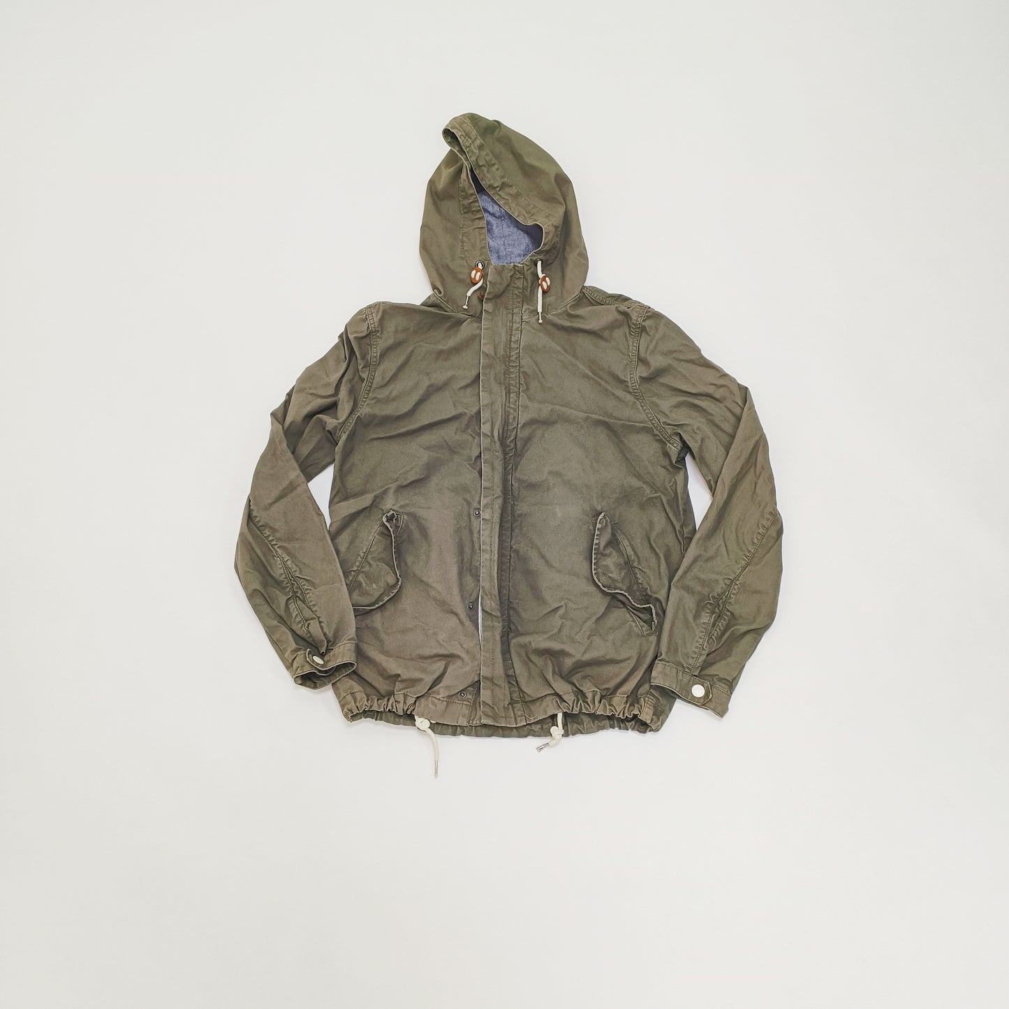 Khaki Green Cropped Cotton Jacket Size Large | Preloved