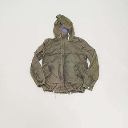 Khaki Green Cropped Cotton Jacket Size Large | Preloved