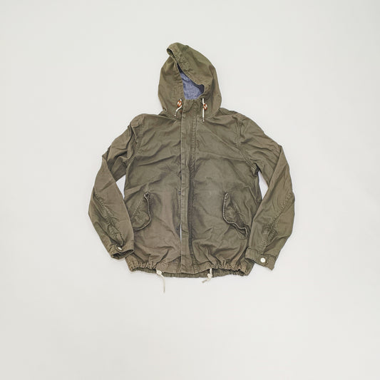 Khaki Green Cropped Cotton Jacket Size Large | Preloved