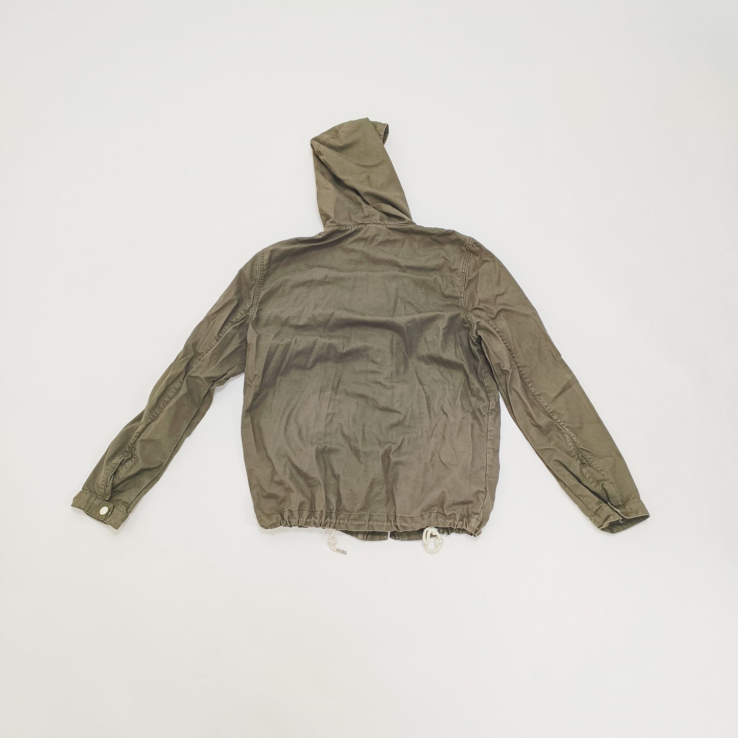 Khaki Green Cropped Cotton Jacket Size Large | Preloved