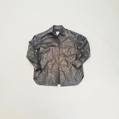 Black Oversized Faux Leather Shacket Size Small | Preloved