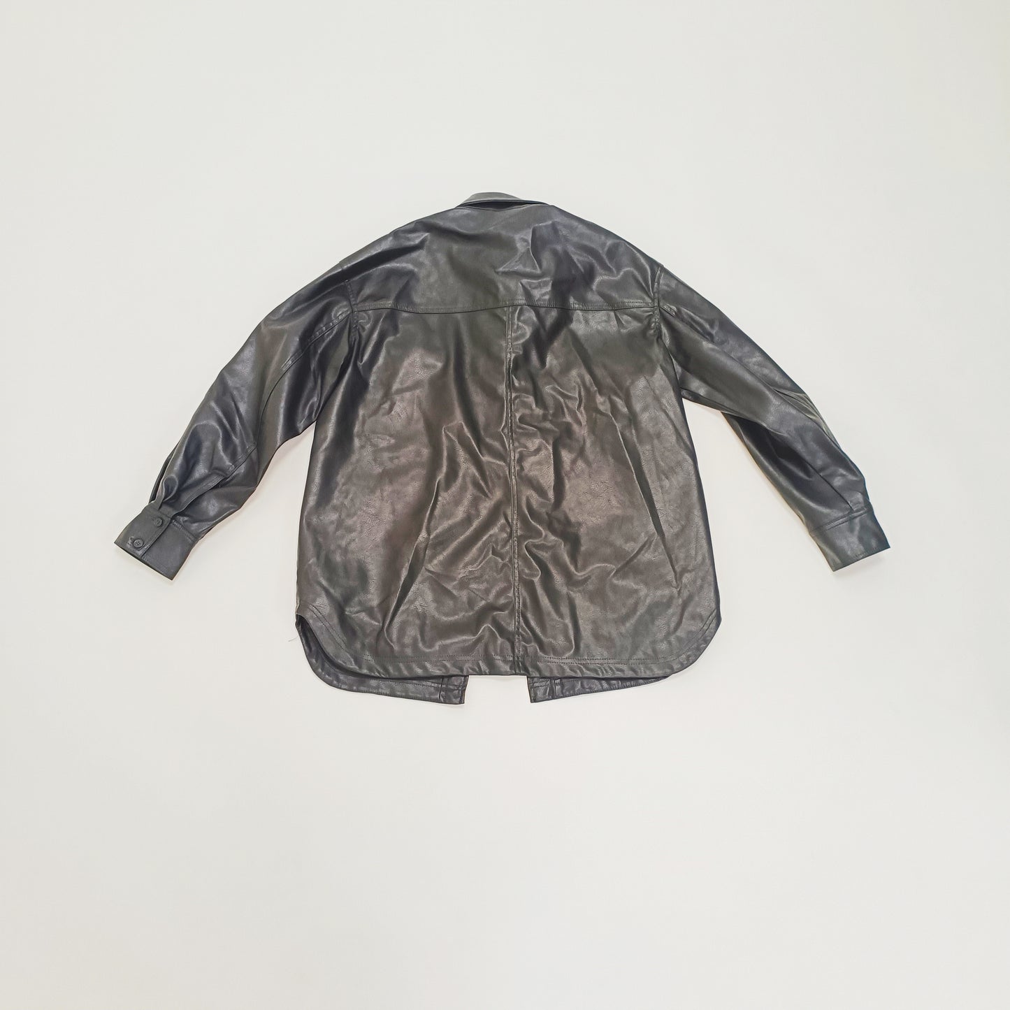 Black Oversized Faux Leather Shacket Size Small | Preloved