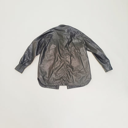 Black Oversized Faux Leather Shacket Size Small | Preloved