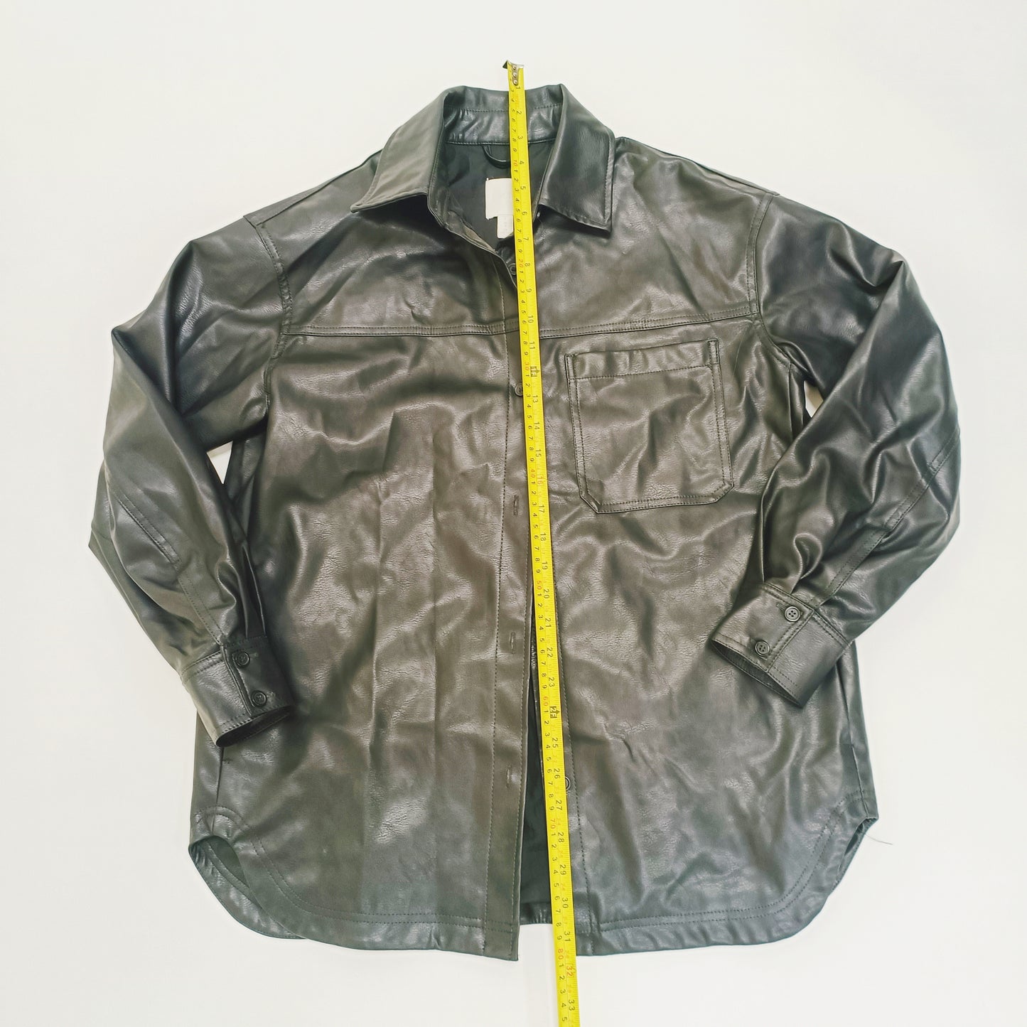 Black Oversized Faux Leather Shacket Size Small | Preloved