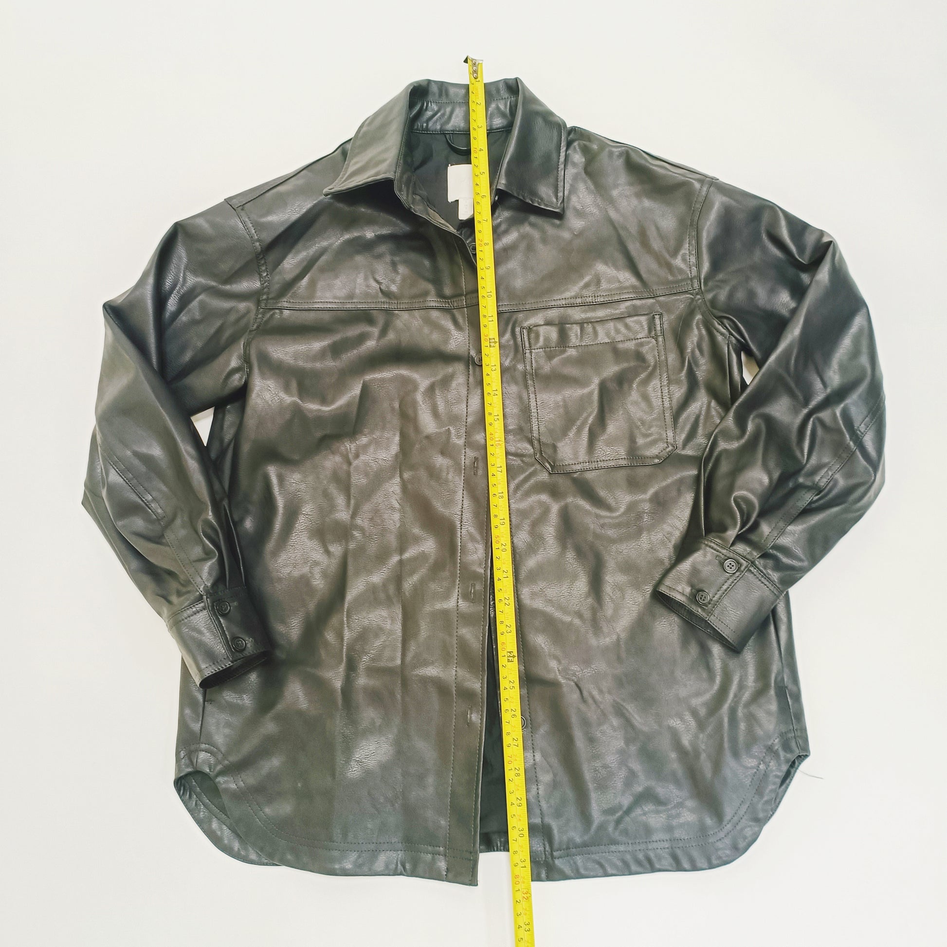 Black Oversized Faux Leather Shacket Size Small | Preloved