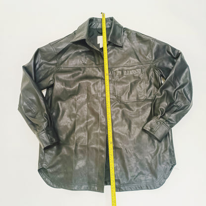 Black Oversized Faux Leather Shacket Size Small | Preloved