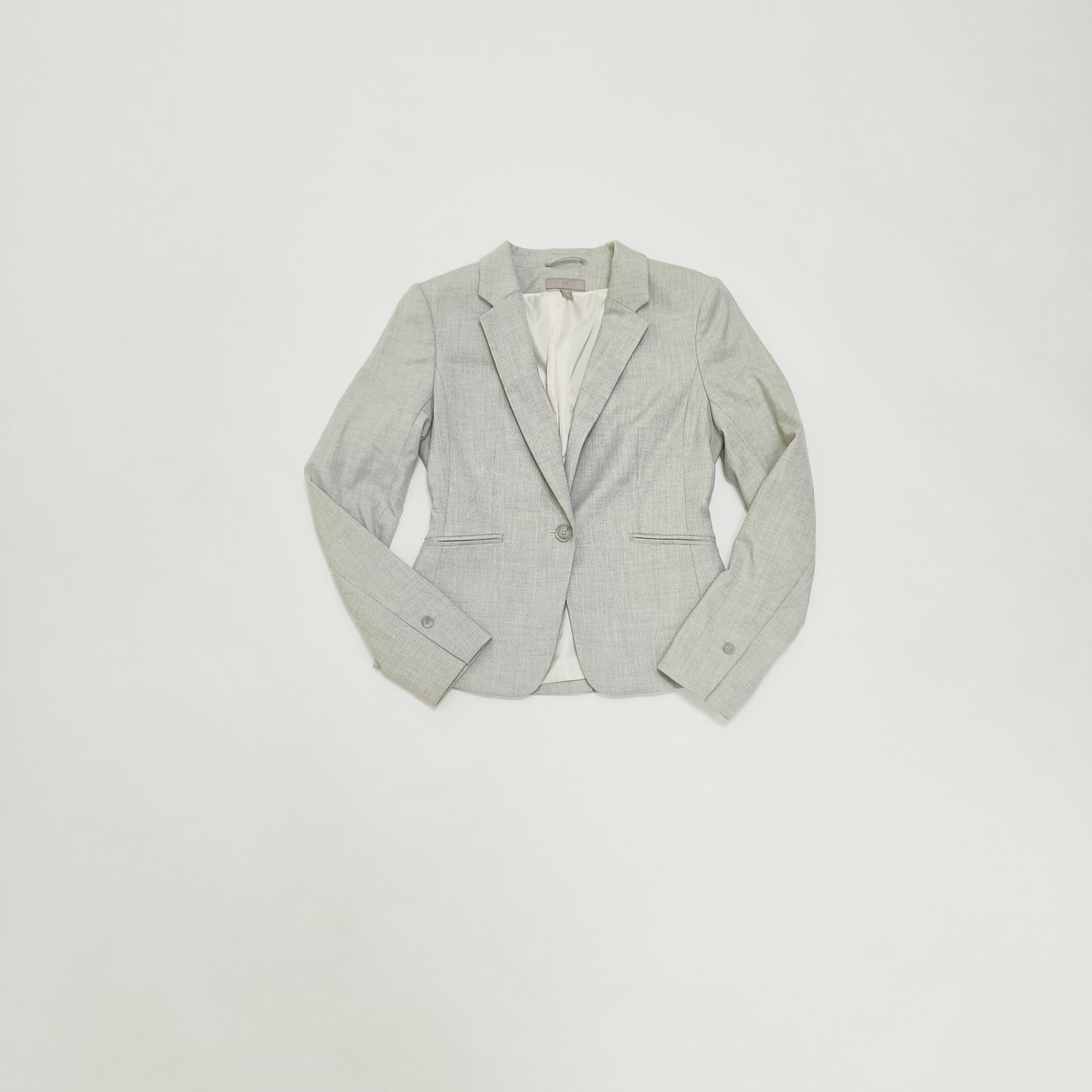 Light Grey Fitted Womens Blazer Size Small | Preloved