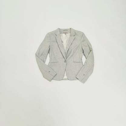 Light Grey Fitted Womens Blazer Size Small | Preloved
