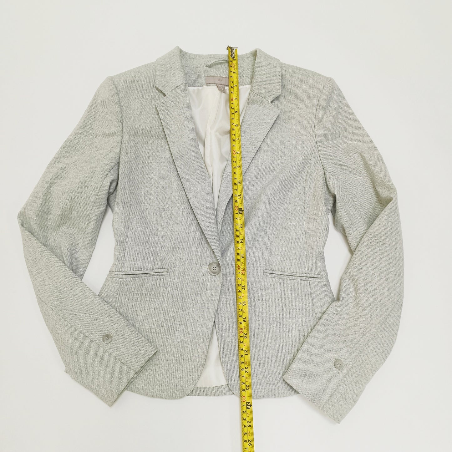 Light Grey Fitted Womens Blazer Size Small | Preloved
