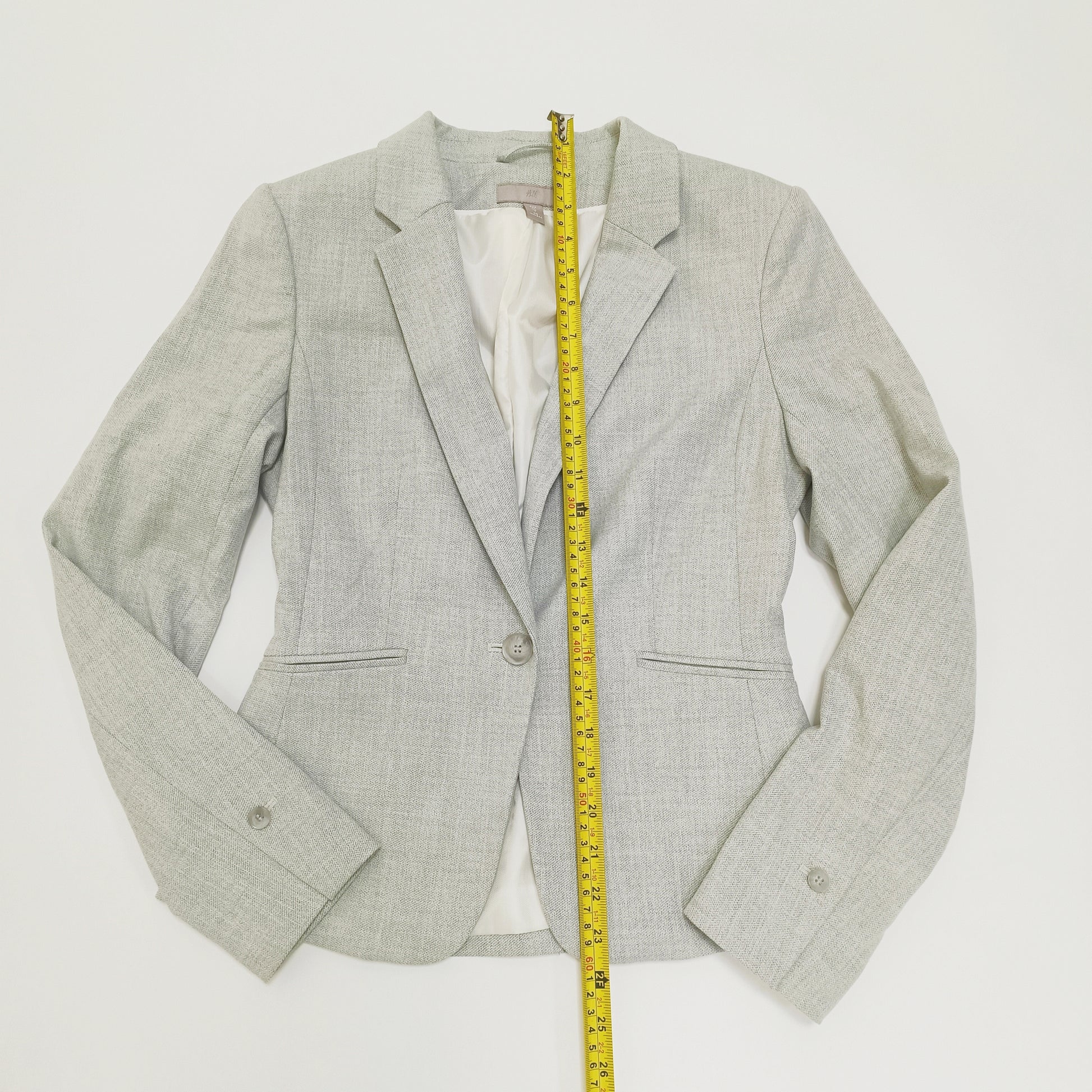 Light Grey Fitted Womens Blazer Size Small | Preloved