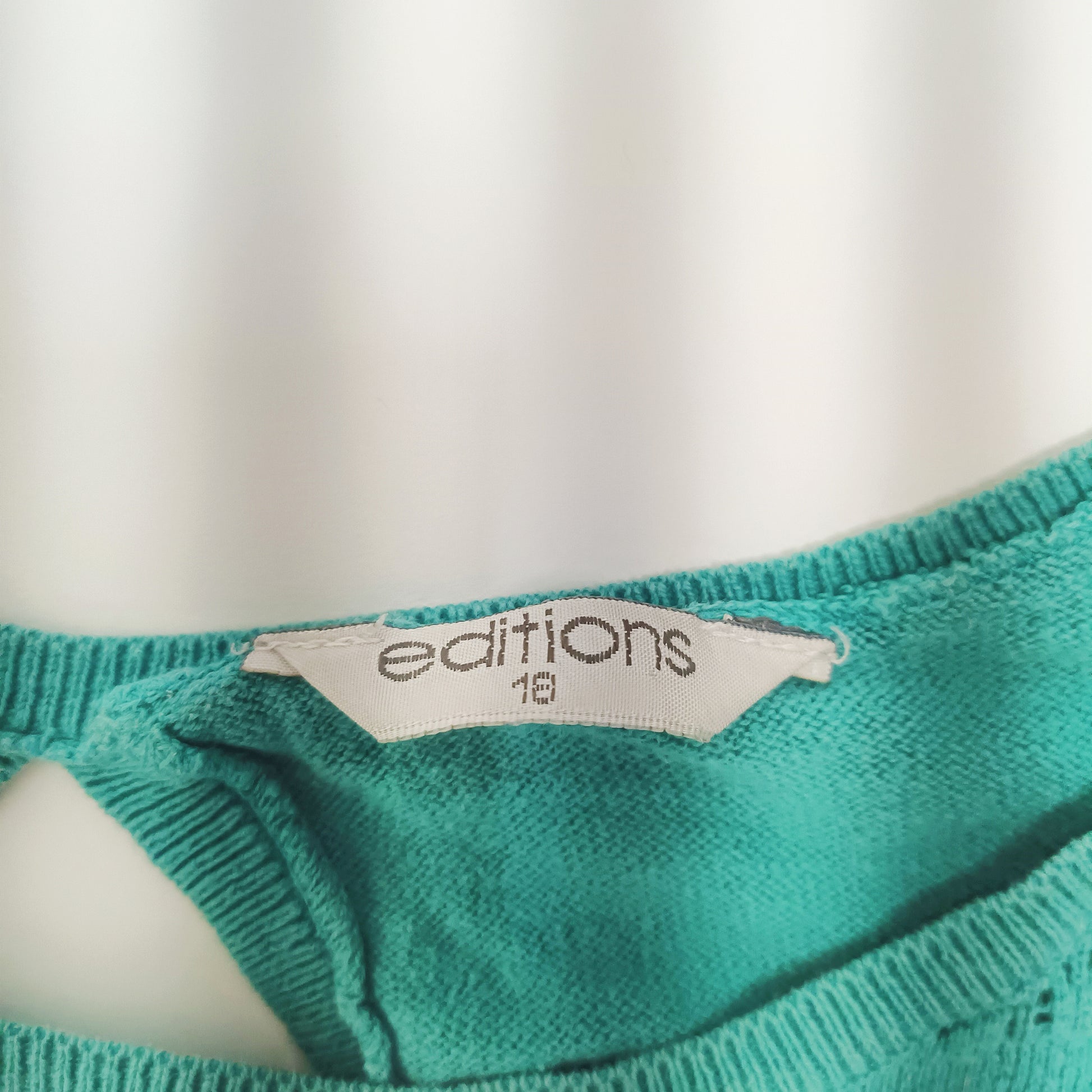 Green Knitted Detail Sleeveless Jumper Size Large | Preloved