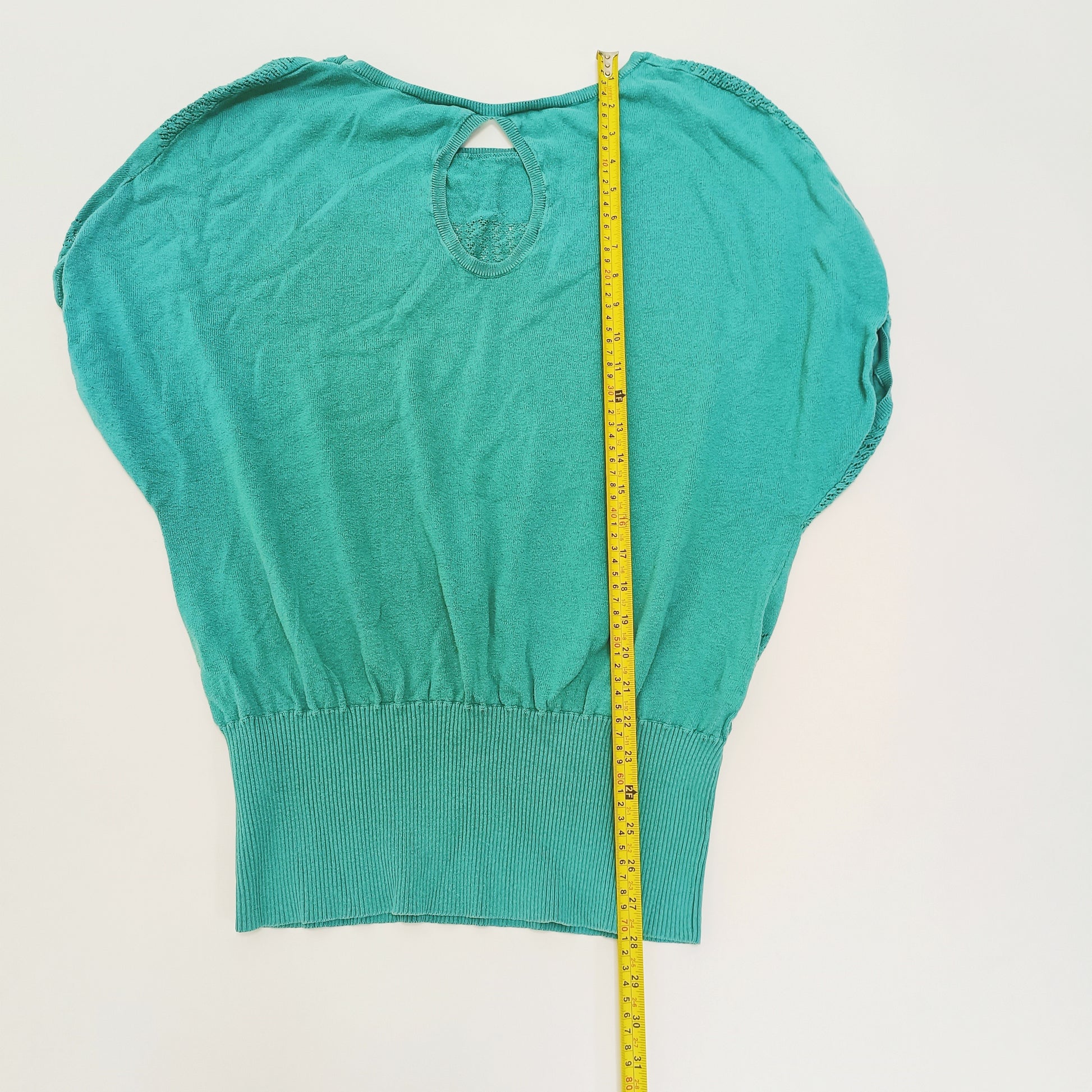 Green Knitted Detail Sleeveless Jumper Size Large | Preloved