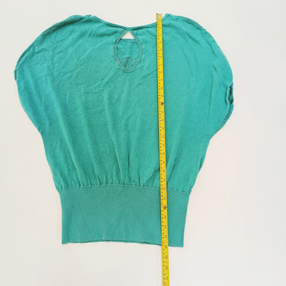 Green Knitted Detail Sleeveless Jumper Size Large | Preloved