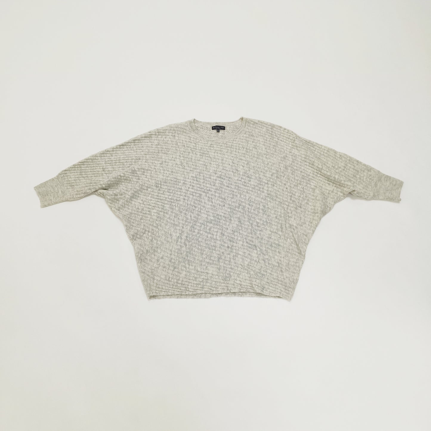 Grey Chunky Ribbed Batwing Knitted Jumper Size Large | Preloved