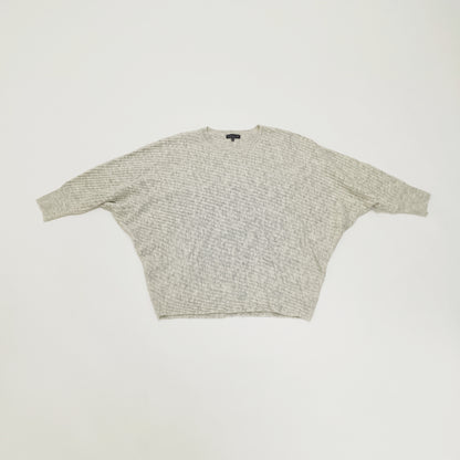 Grey Chunky Ribbed Batwing Knitted Jumper Size Large | Preloved