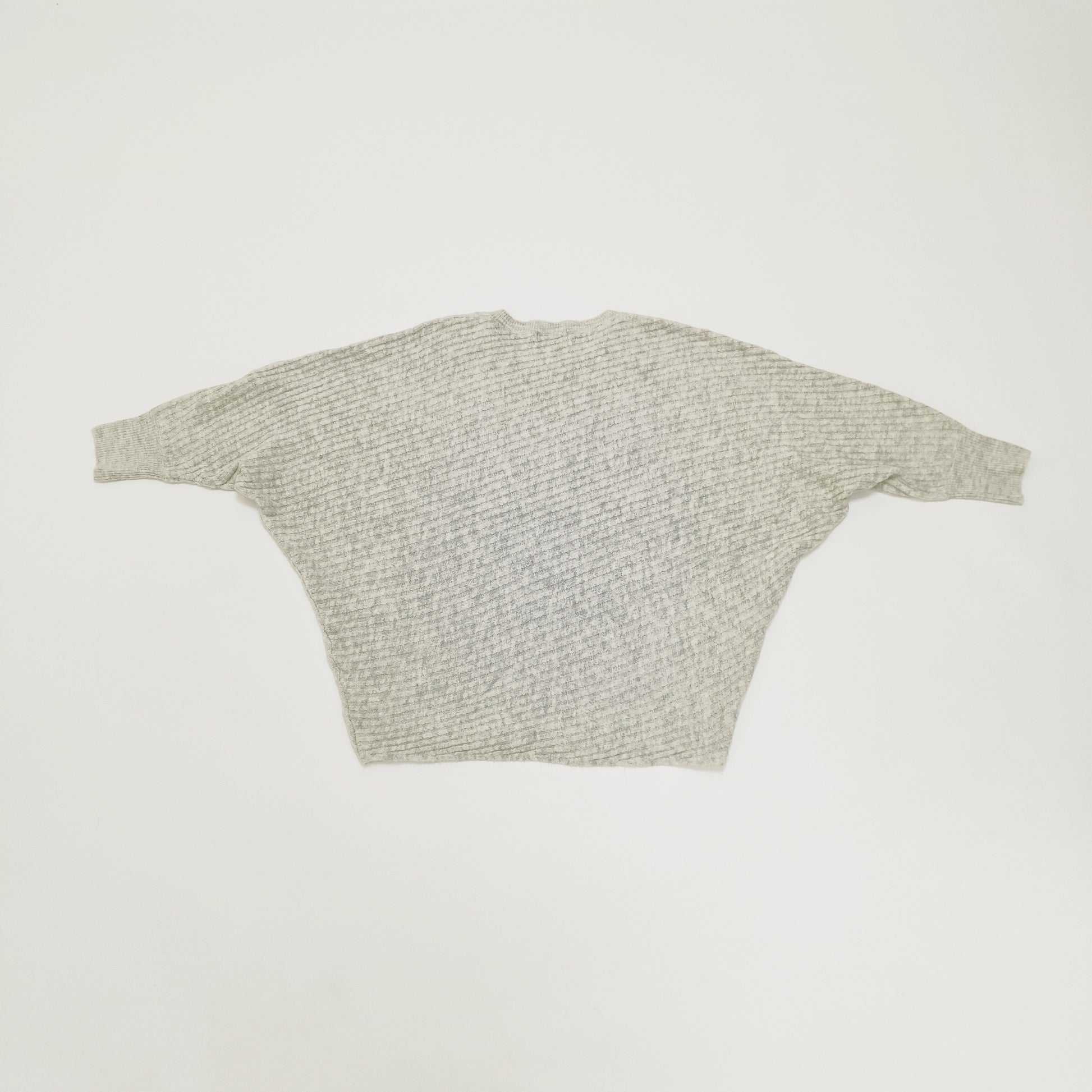 Grey Chunky Ribbed Batwing Knitted Jumper Size Large | Preloved